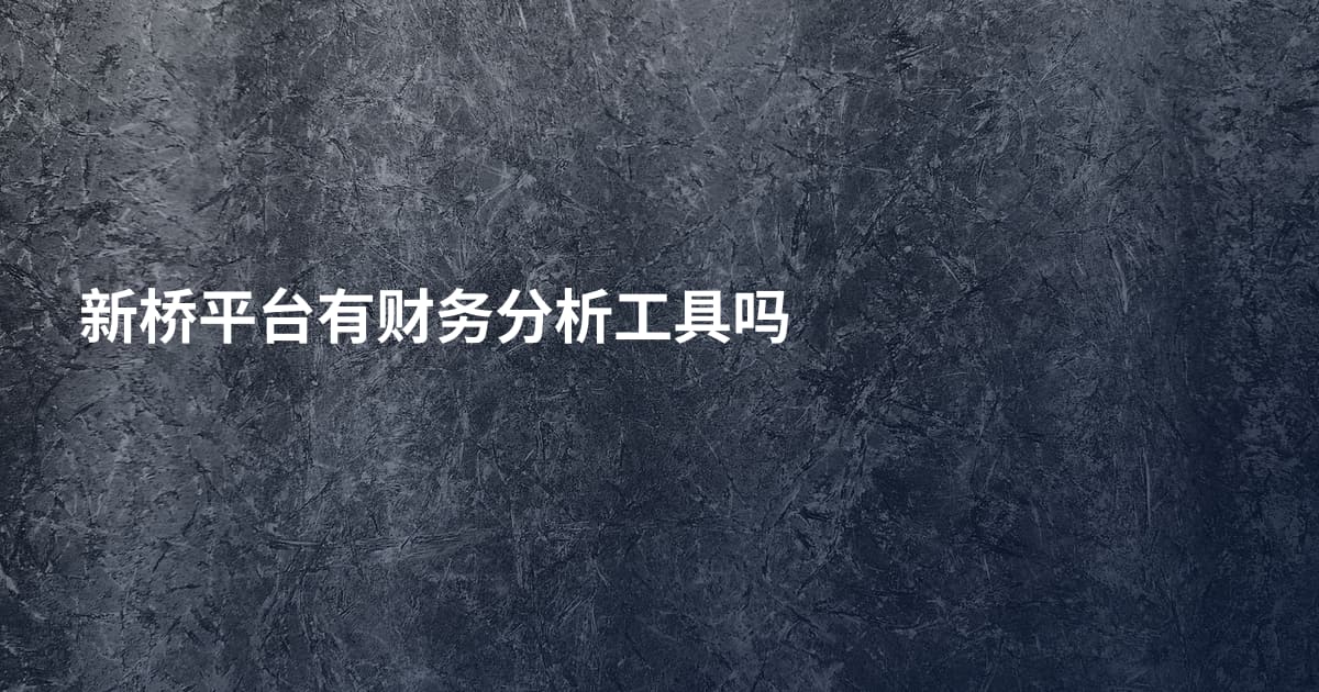 新桥平台有财务分析工具吗