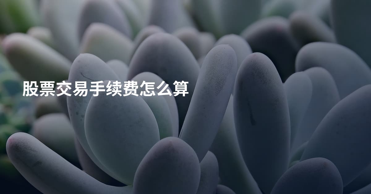 股票交易手续费怎么算