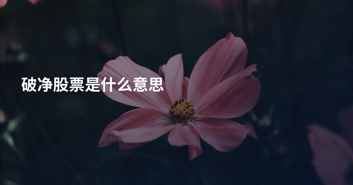 破净股票是什么意思