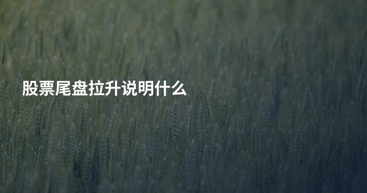 股票尾盘拉升说明什么