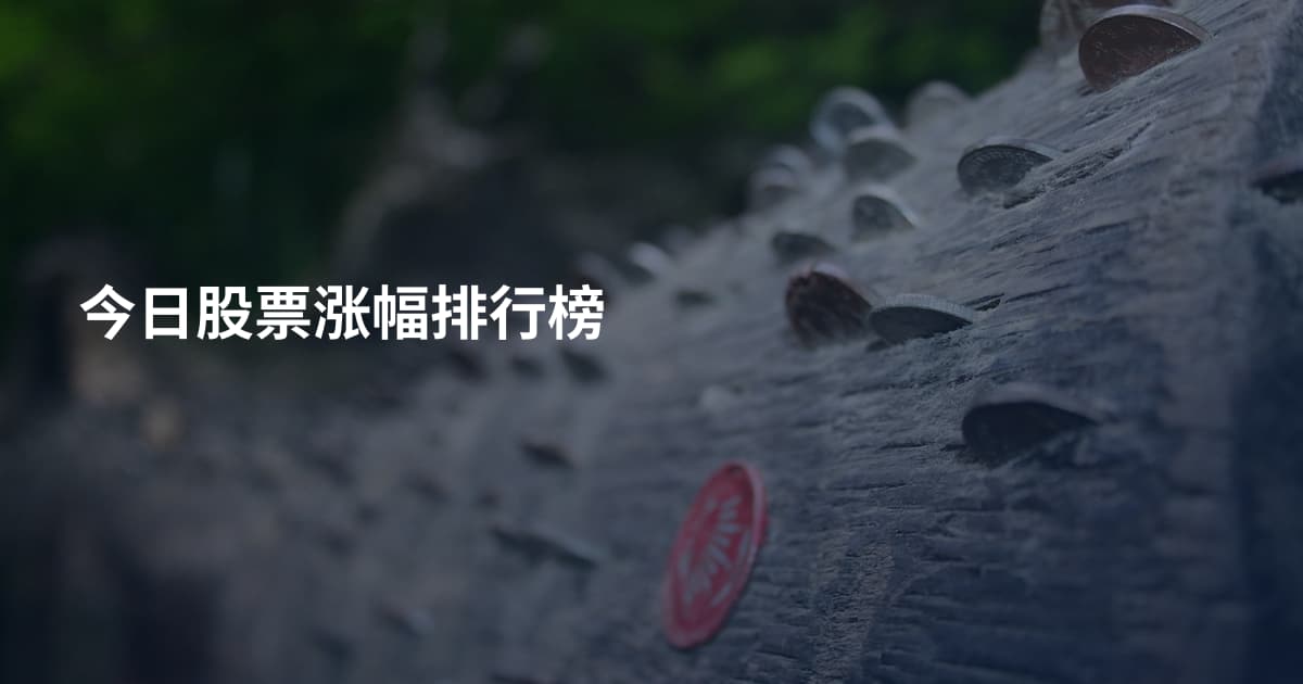 今日股票涨幅排行榜