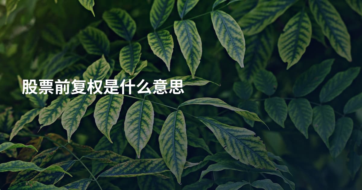 股票前复权是什么意思