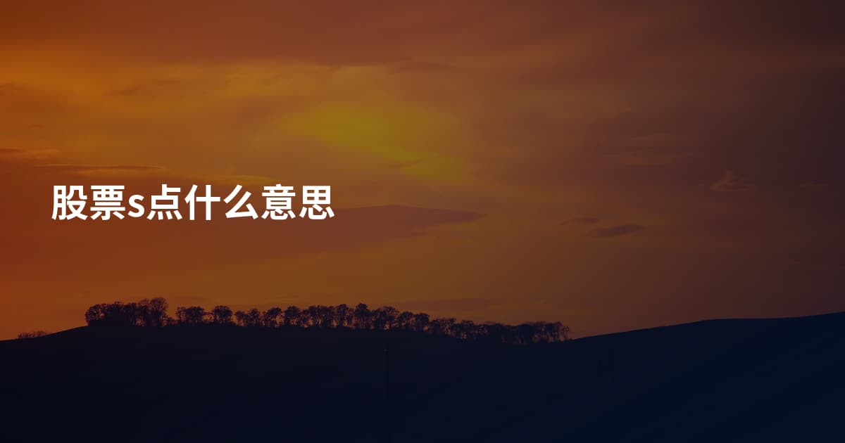 股票s点什么意思