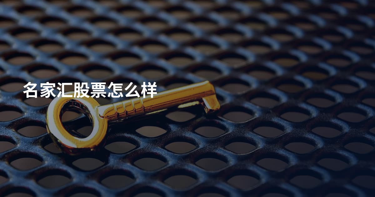 名家汇股票怎么样
