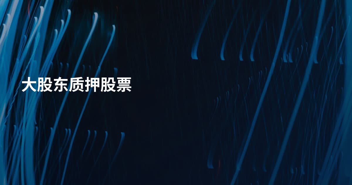 大股东质押股票