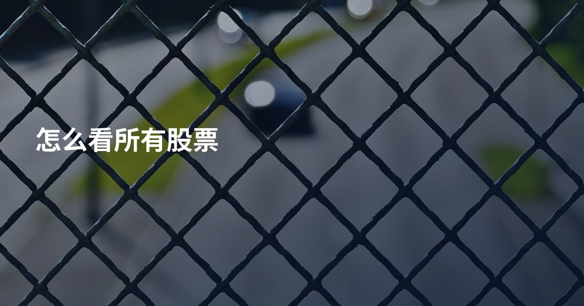 怎么看所有股票