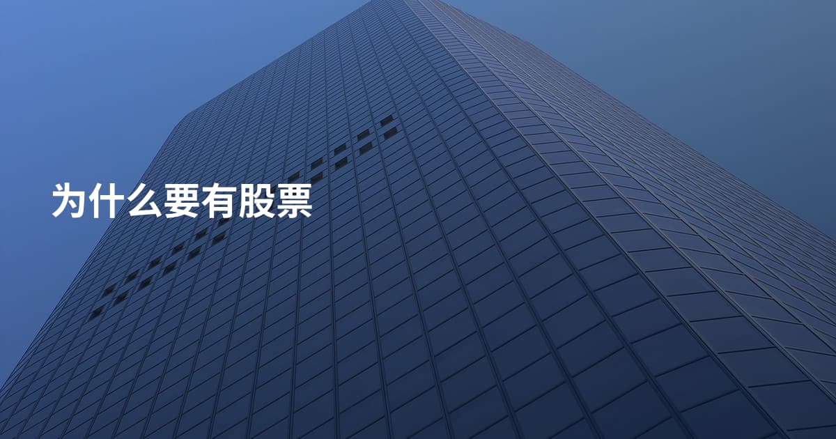 为什么要有股票