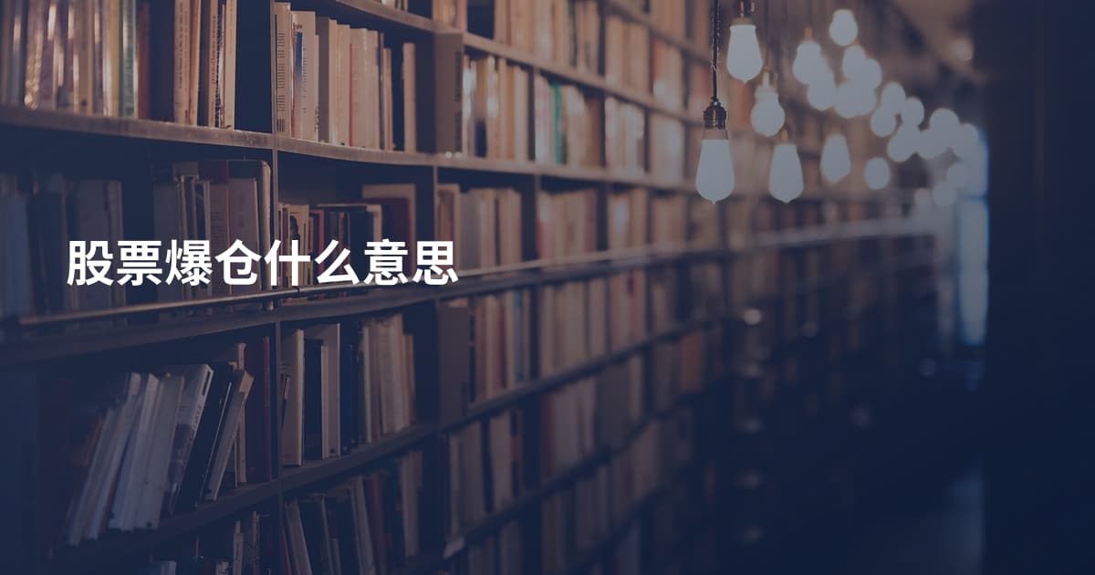 股票爆仓什么意思