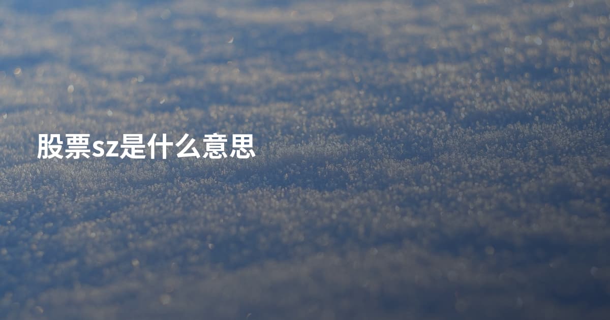 股票sz是什么意思