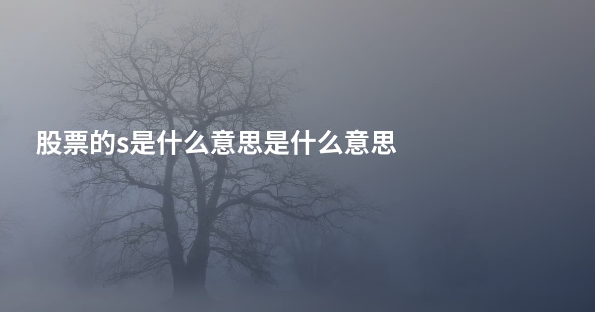 股票的s是什么意思是什么意思