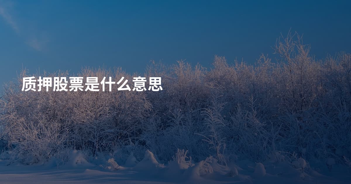 质押股票是什么意思