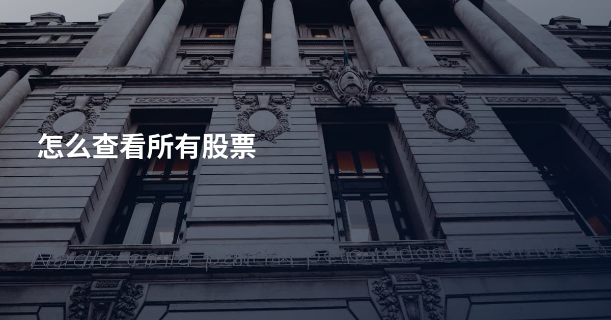 怎么查看所有股票