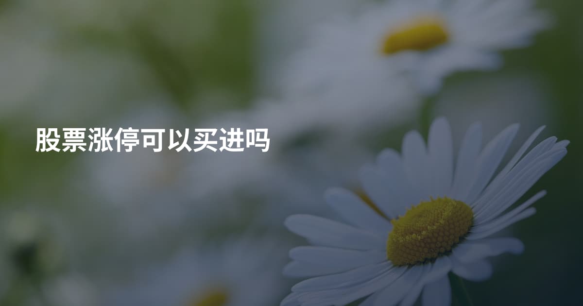 股票涨停可以买进吗