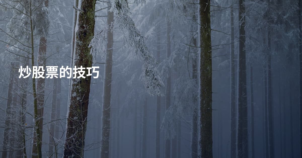 炒股票的技巧