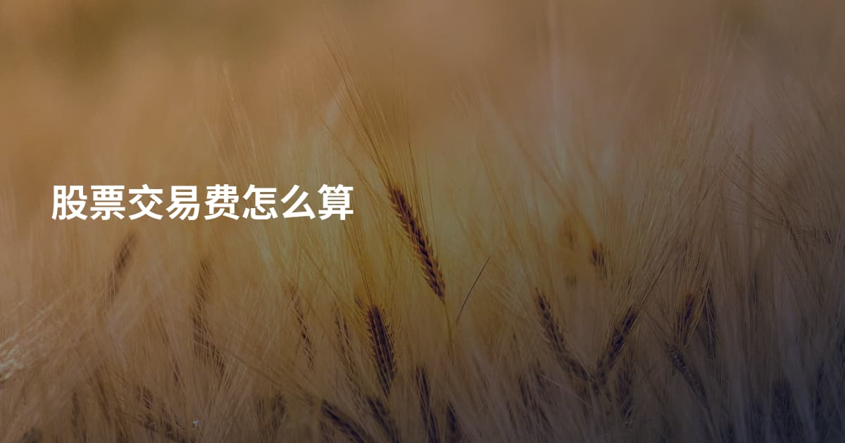 股票交易费怎么算