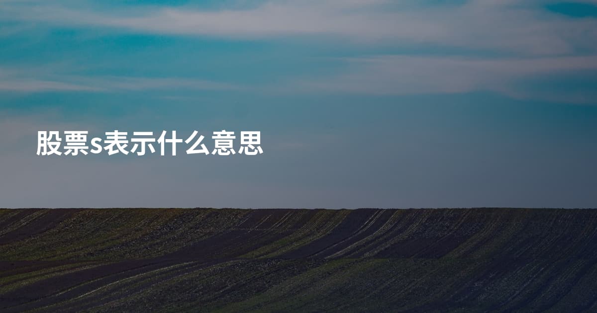 股票s表示什么意思