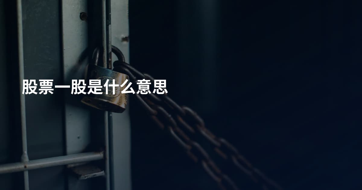 股票一股是什么意思
