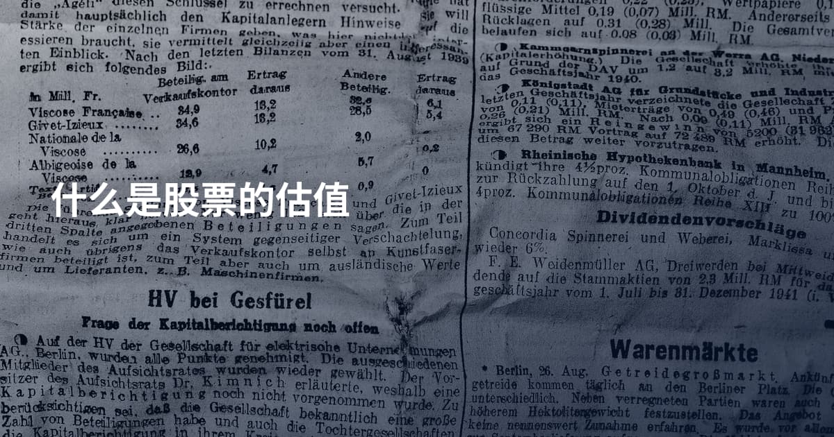 什么是股票的估值