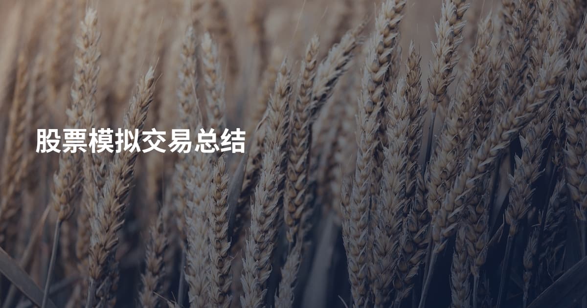 股票模拟交易总结