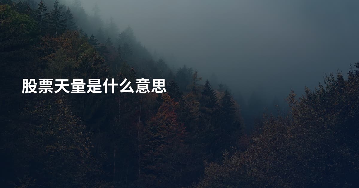 股票天量是什么意思