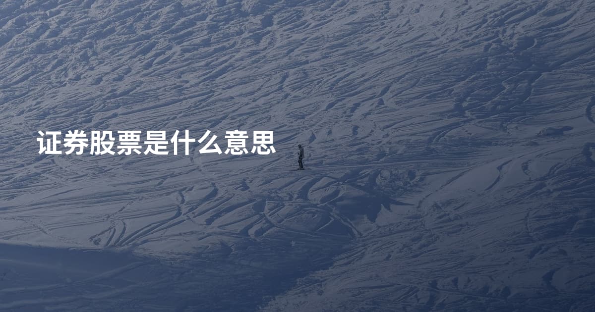 证券股票是什么意思