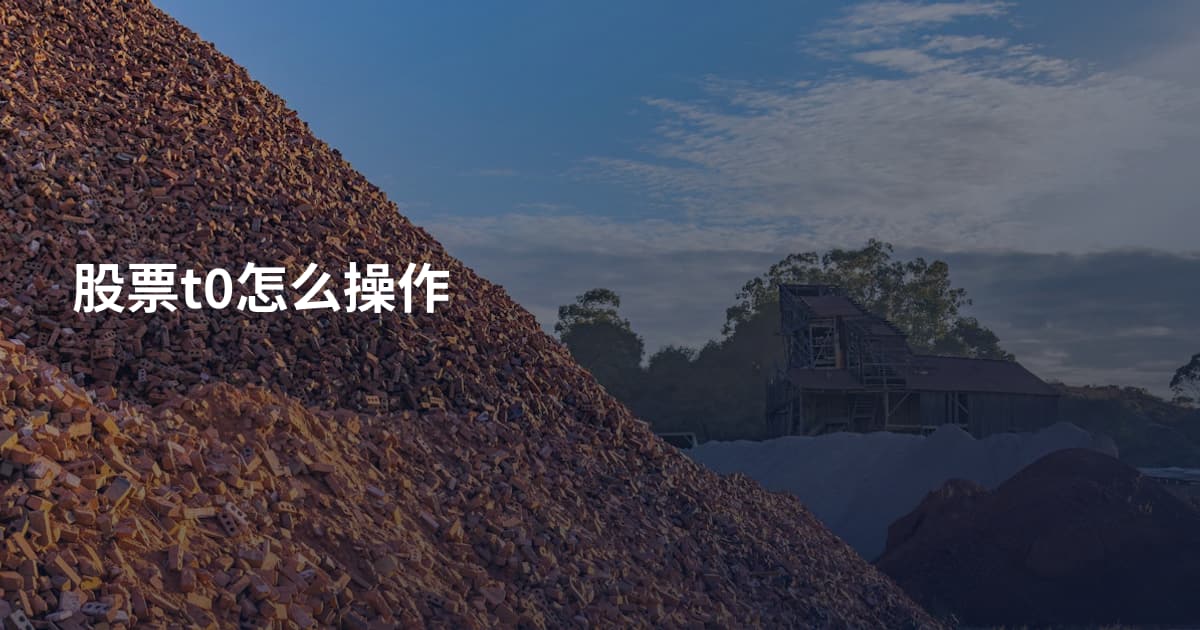 股票t0怎么操作
