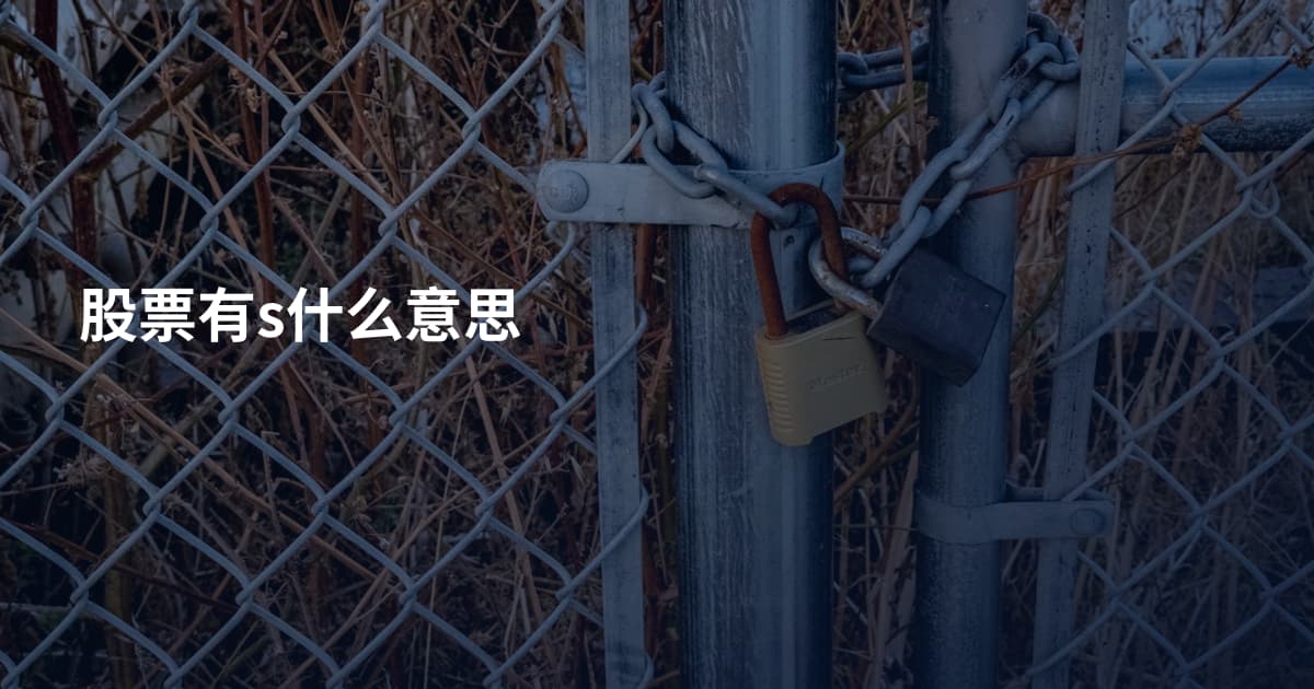 股票有s什么意思
