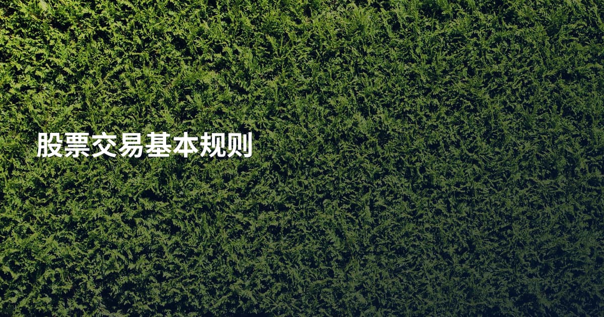 股票交易基本规则