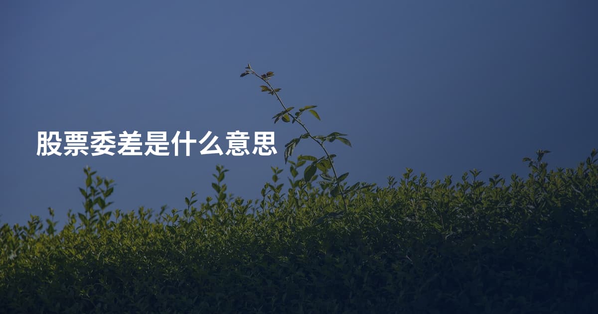 股票委差是什么意思