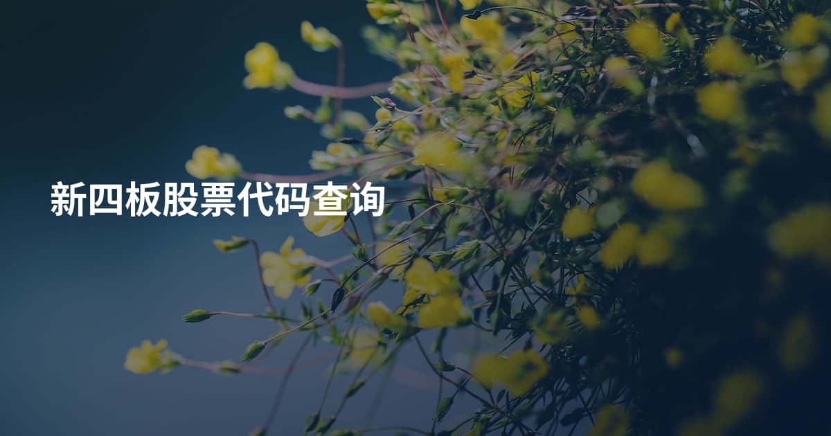 新四板股票代码查询