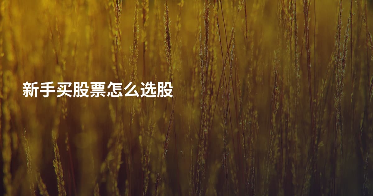 新手买股票怎么选股