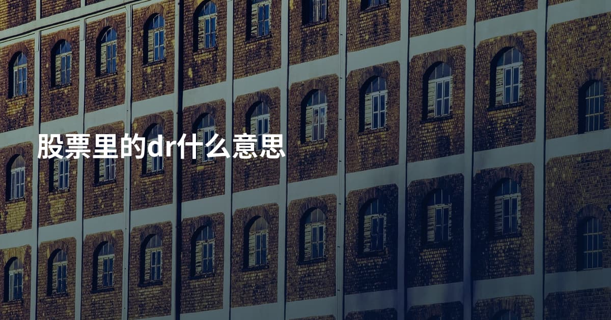 股票里的dr什么意思