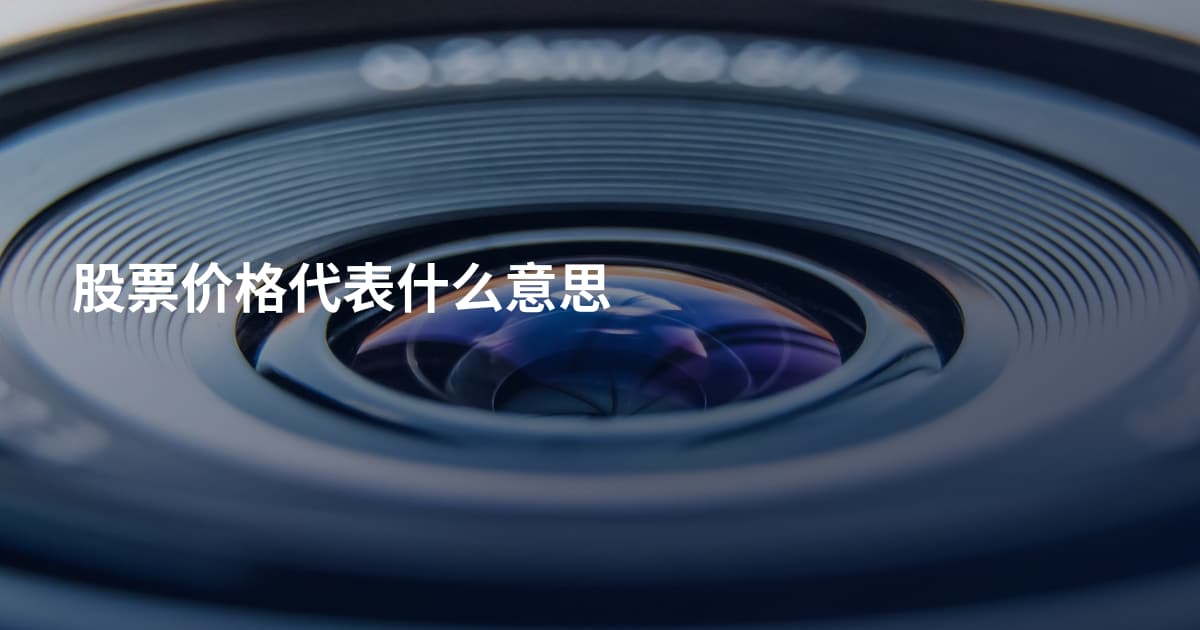 股票价格代表什么意思