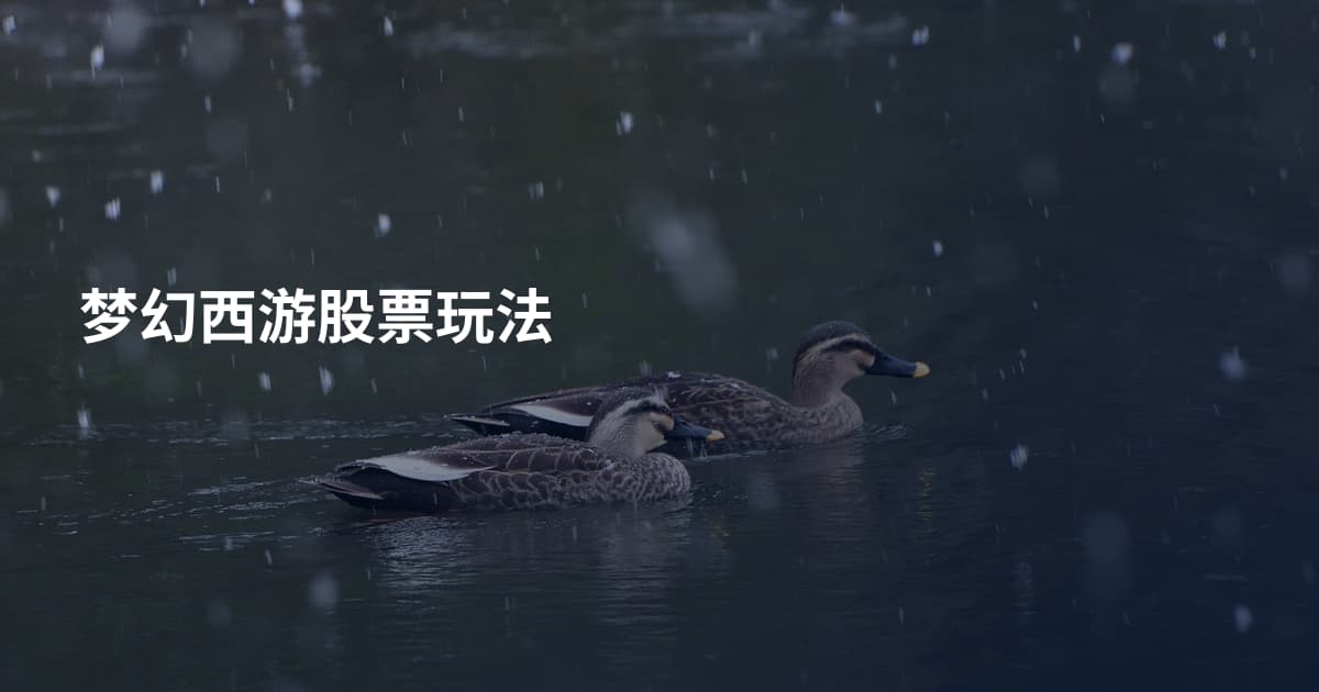 梦幻西游股票玩法