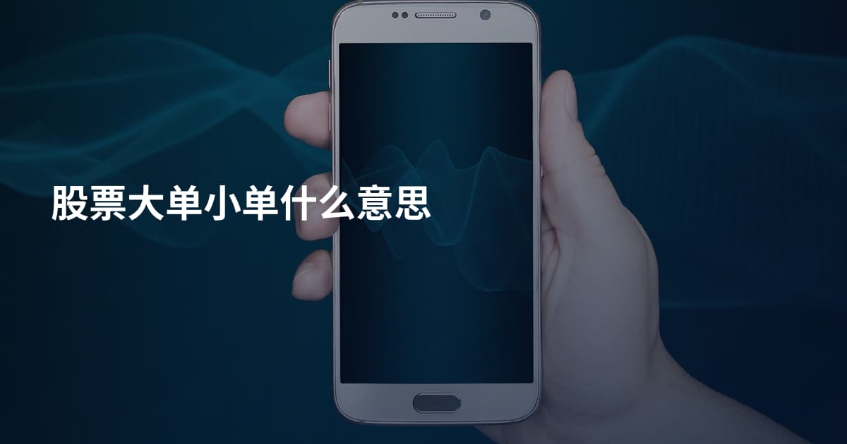股票大单小单什么意思