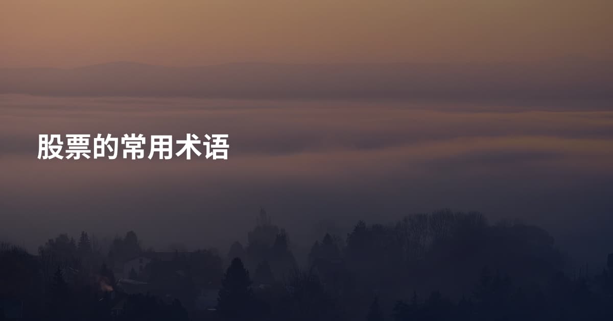 股票的常用术语