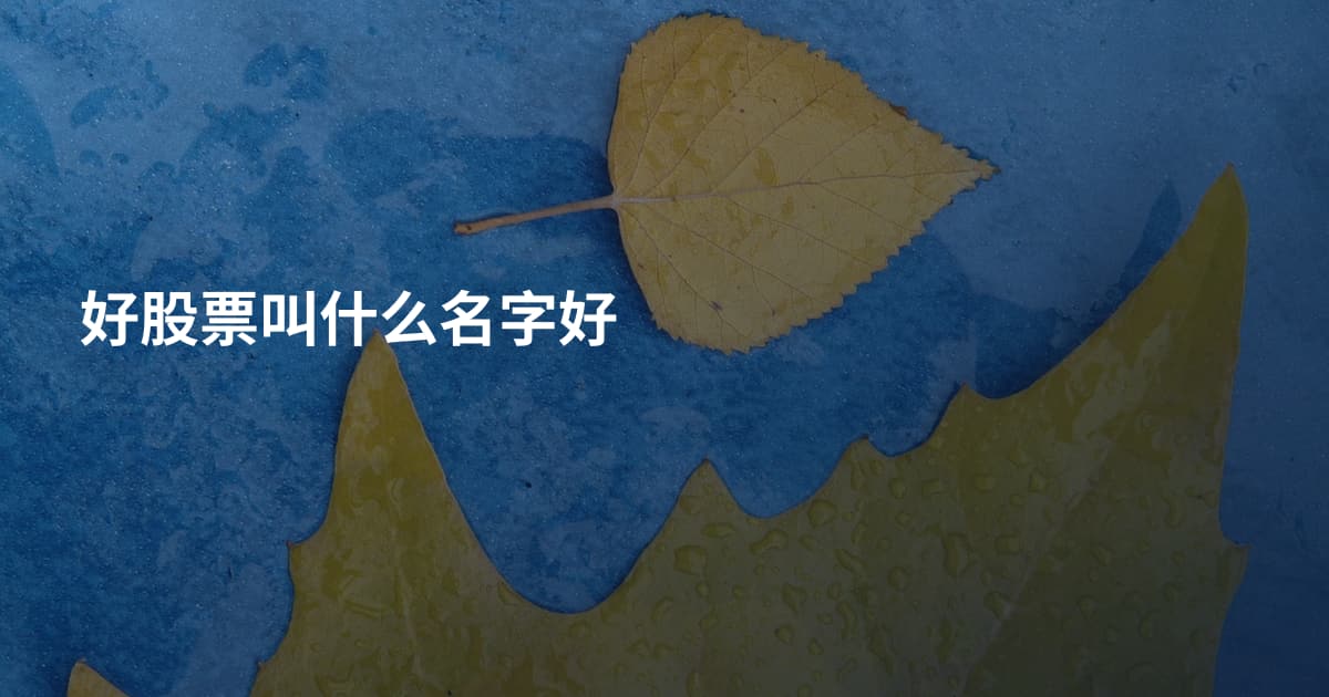 好股票叫什么名字好