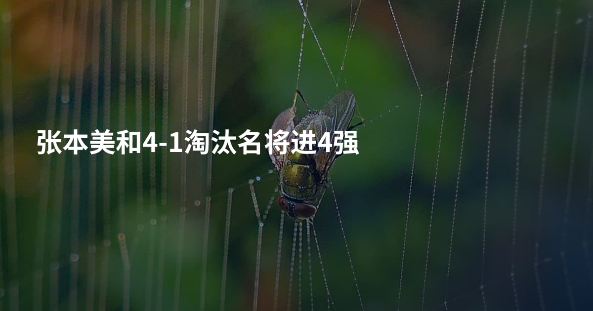 张本美和4-1淘汰名将进4强